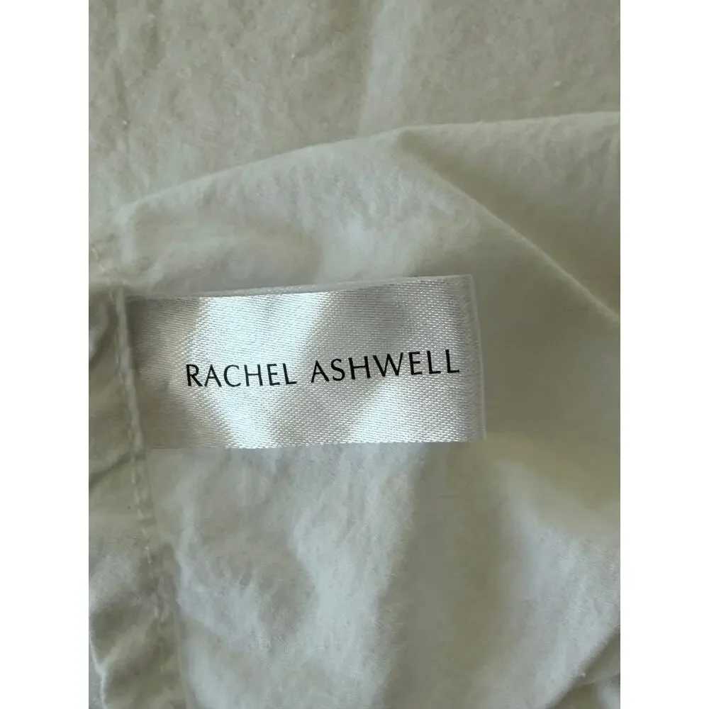 Rachel Ashwell Shabby Chic Queen Flat Sheet Blue Eyelet Lace Cotton Cottage